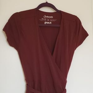 Pact Burgundy Wrap Dress